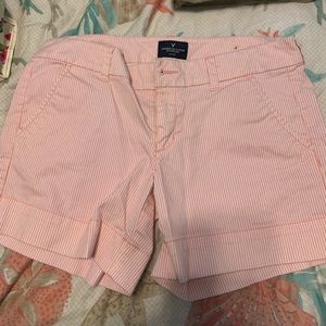 American Eagle pink and white pinned stripe short